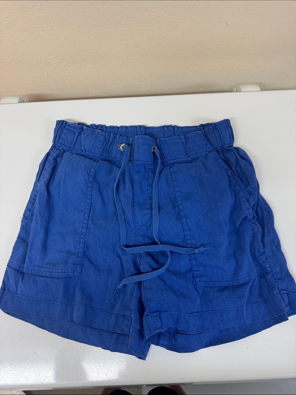 Kut from the Kloth Royal Blue High-Waist Drawstring Shorts